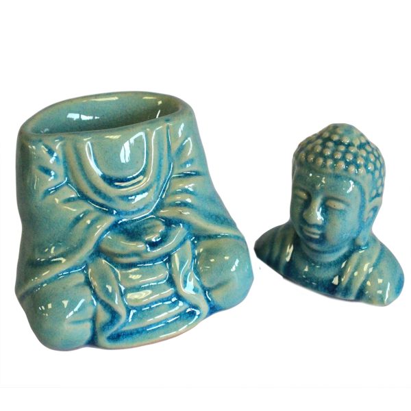 Sitting Buddha Oil Burner - Blue - Image 3