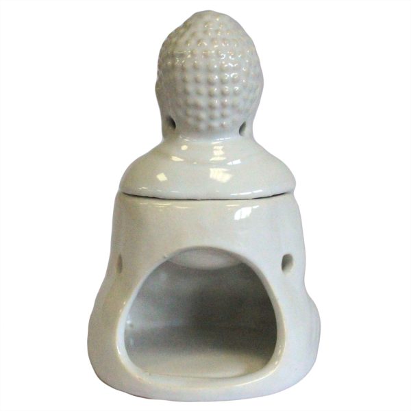 Sitting Buddha Oil Burner - White - Image 2