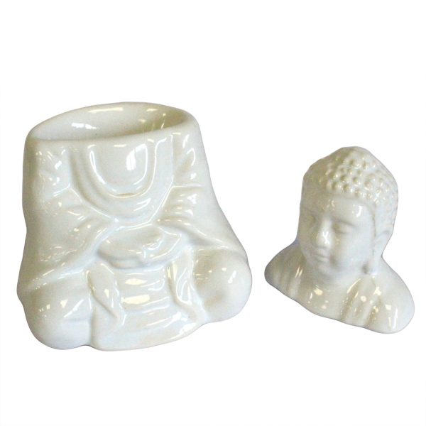 Sitting Buddha Oil Burner - White - Image 3