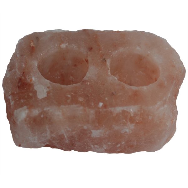 Natural Salt Candle Holder - 2 holes - Image 2