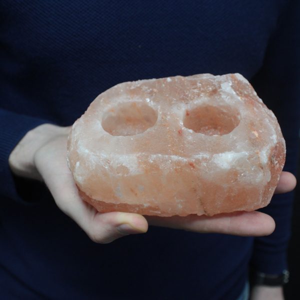 Natural Salt Candle Holder - 2 holes - Image 3