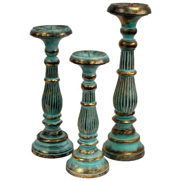 Medium Candle Stand - Turquois Gold - Image 2