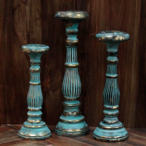 Medium Candle Stand - Turquois Gold - Image 3