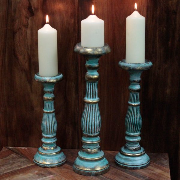 Medium Candle Stand - Turquois Gold - Image 4