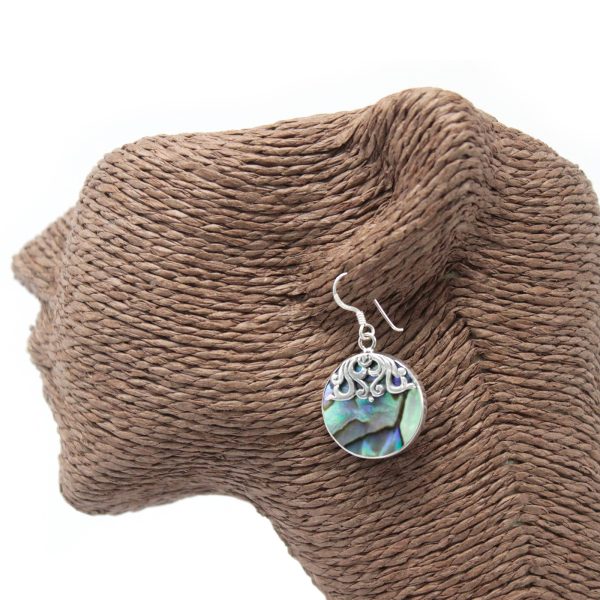 Shell & Silver Earrings - Classic Disc - Abalone - Image 3