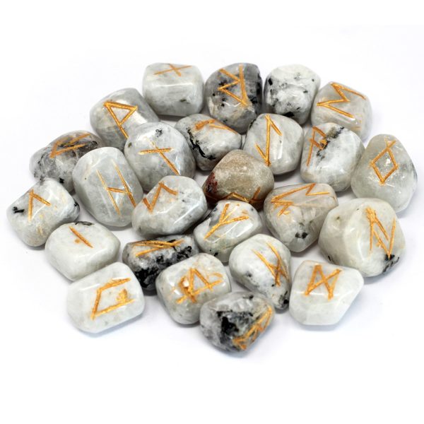 Runes Stone Set in Pouch - Rainbow Moonstone - Image 2