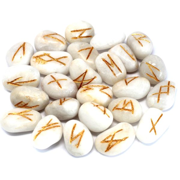 Runes Stone Set in Pouch - White Agate - Image 2