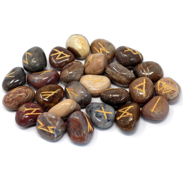 Runes Stone Set in Pouch - Fancy Jasper - Image 2