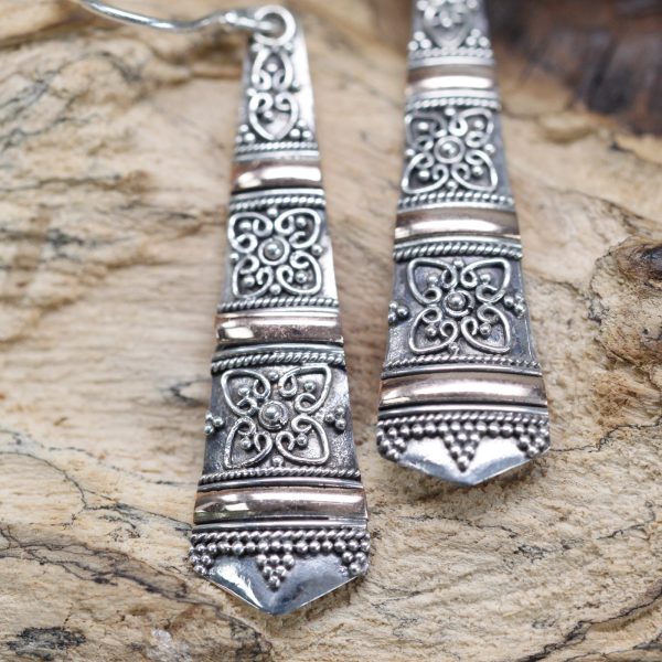Silver & Gold Earring - Tribal Drops - Image 2