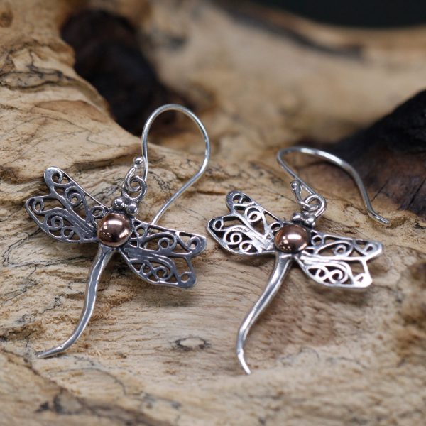 Silver & Gold Earring - Dragonflies - Image 2