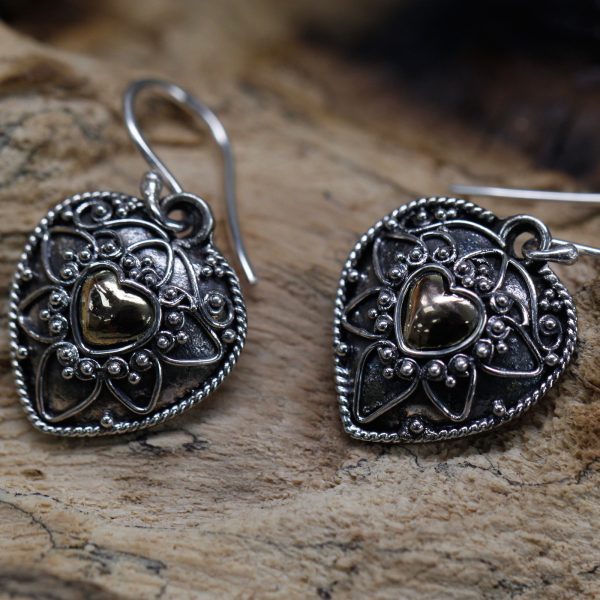 Silver & Gold Earring - Mandala Hearts - Image 2