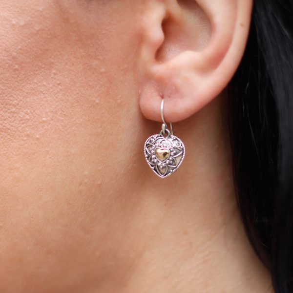 Silver & Gold Earring - Mandala Hearts - Image 4