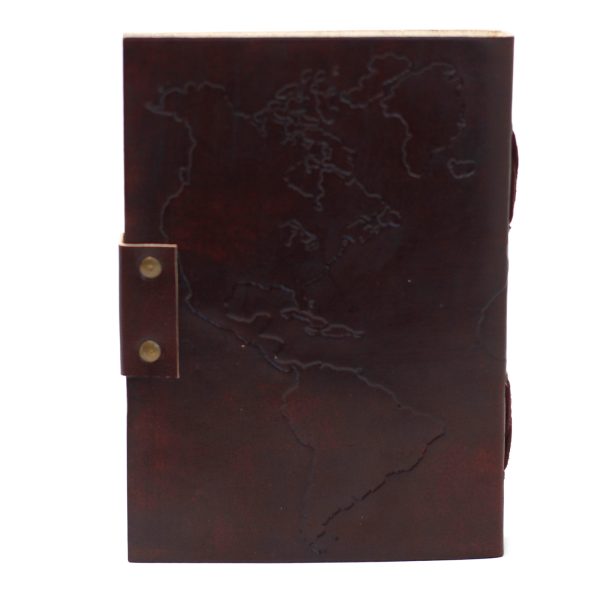 Leather World Map & Stitching Notebook (7x5") - Image 3