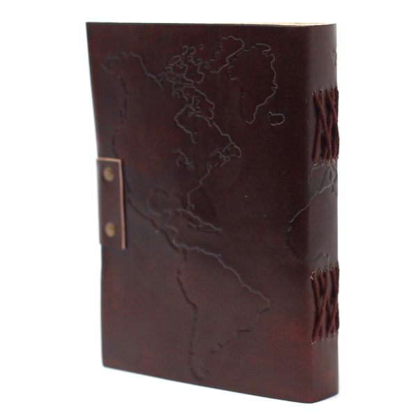 Leather World Map & Stitching Notebook (7x5") - Image 4