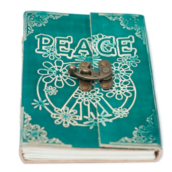 Leather Green Peace with Lock Notebook (7x5") - Image 2