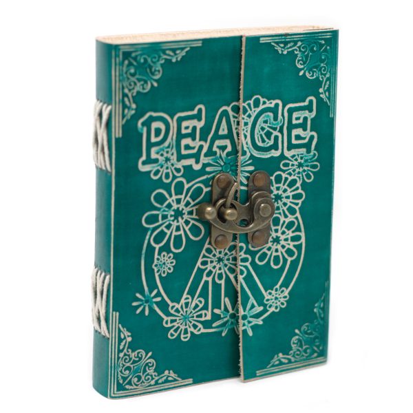 Leather Green Peace with Lock Notebook (7x5") - Image 4