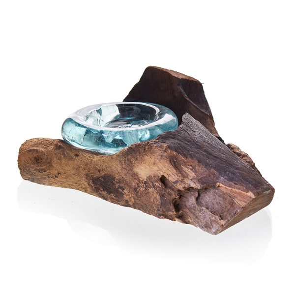 Molten Glass on Wood - Candle Holder - Image 3