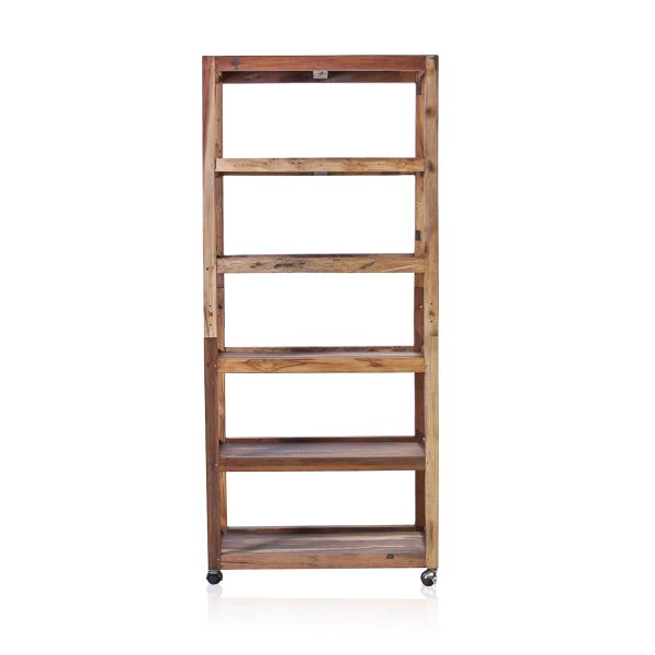 Six Shelf Display with Casters - Recycled Wood - Image 3