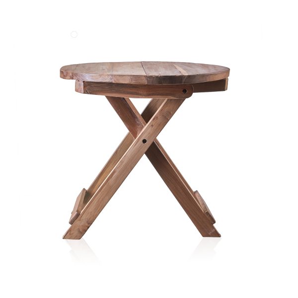 Round Folding Coffee Table - 50cm - Recycled Wood - Image 2