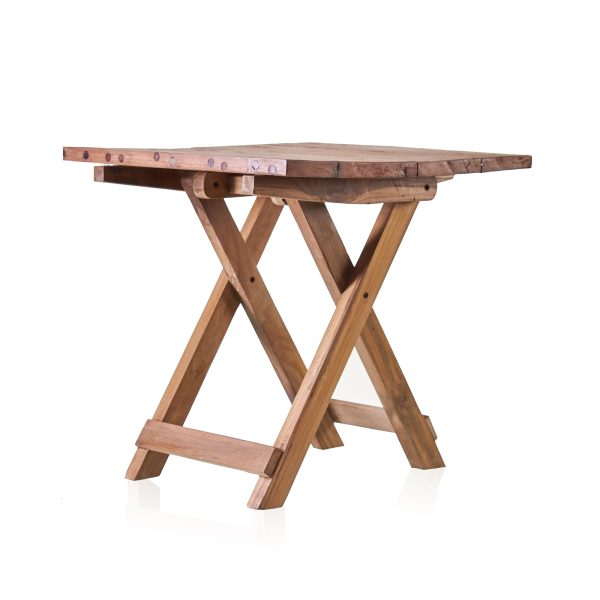 Square Folding Coffee Table - 50cm - Recycled Wood - Image 2