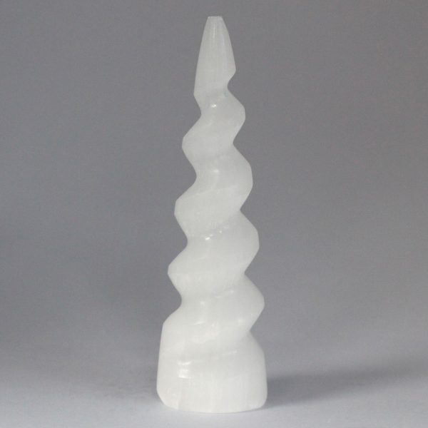 Selenite Spiral Unicorn Horn Tower - 15 cm - Image 2