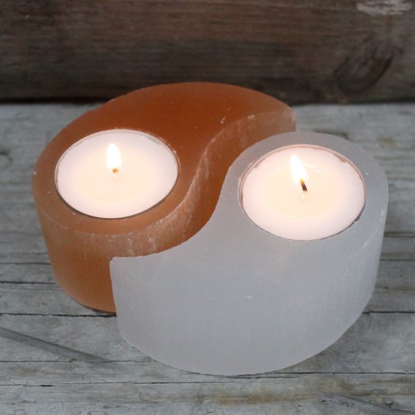 Selenite Ying Yang Candle Holder - Image 2