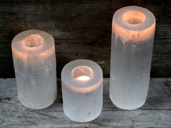 Selenite Cylinder Candle Holder - 20 cm - Image 3