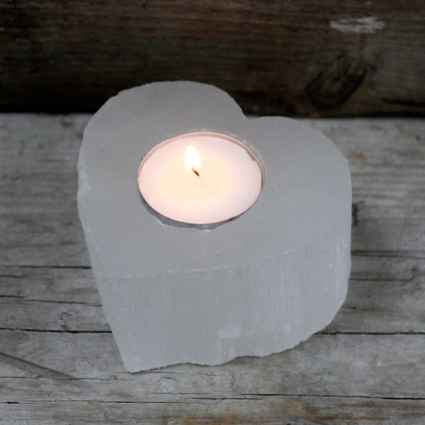 Selenite Heart Candle Holder - Image 2
