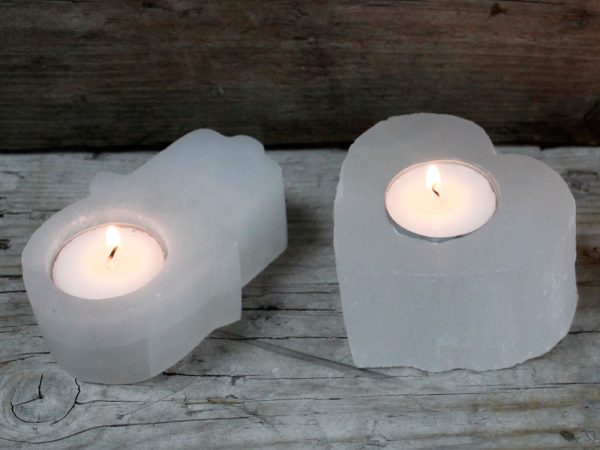 Selenite Heart Candle Holder - Image 3