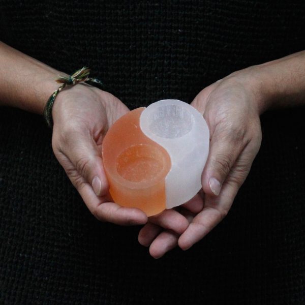 Selenite Ying Yang Candle Holder - Image 4