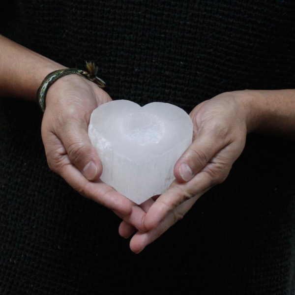 Selenite Heart Candle Holder - Image 4