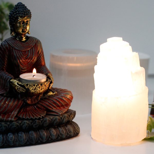 Natural Selenite Tower Lamp - 15 cm - Image 3