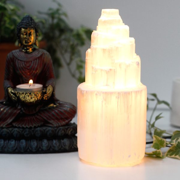 Natural Selenite Tower Lamp - 20 cm - Image 2