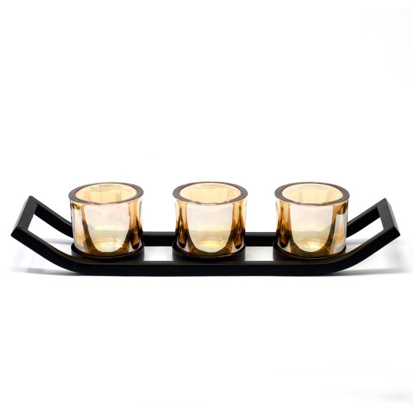 Centrepiece Iron Votive Candle Holder - 3 Cup Ledge - Image 2