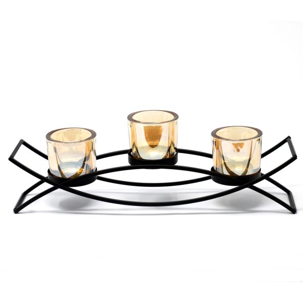 Centrepiece Iron Votive Candle Holder - 3 Cup Silluethe - Image 2