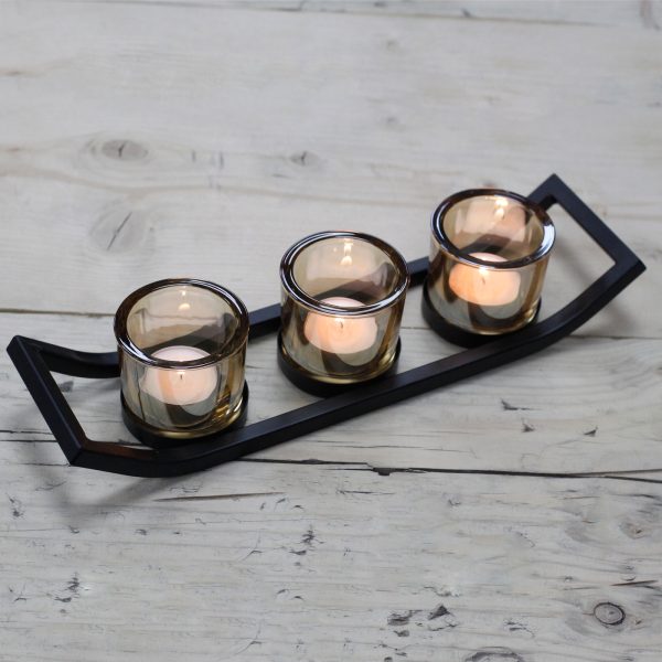 Centrepiece Iron Votive Candle Holder - 3 Cup Ledge - Image 3