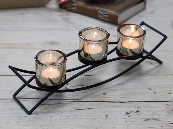 Centrepiece Iron Votive Candle Holder - 3 Cup Silluethe - Image 3
