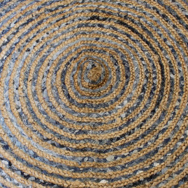 Round Jute and Recycle Denim Rug - 120 cm - Image 2