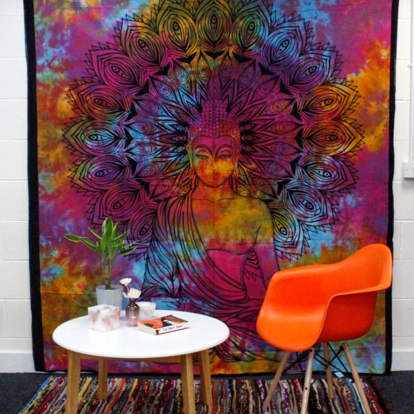Double Cotton Bedspread + Wall Hanging - Peaceful Buddha - Image 3