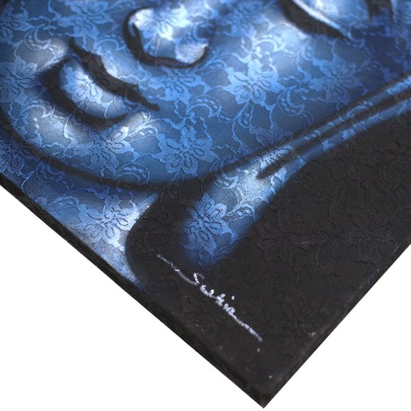 Buddah Painting - Blue Brocade Detail - Image 2