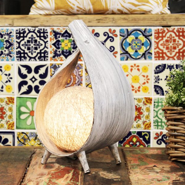 Natural Coconut Lamp - Greywash Wrapover - Image 2