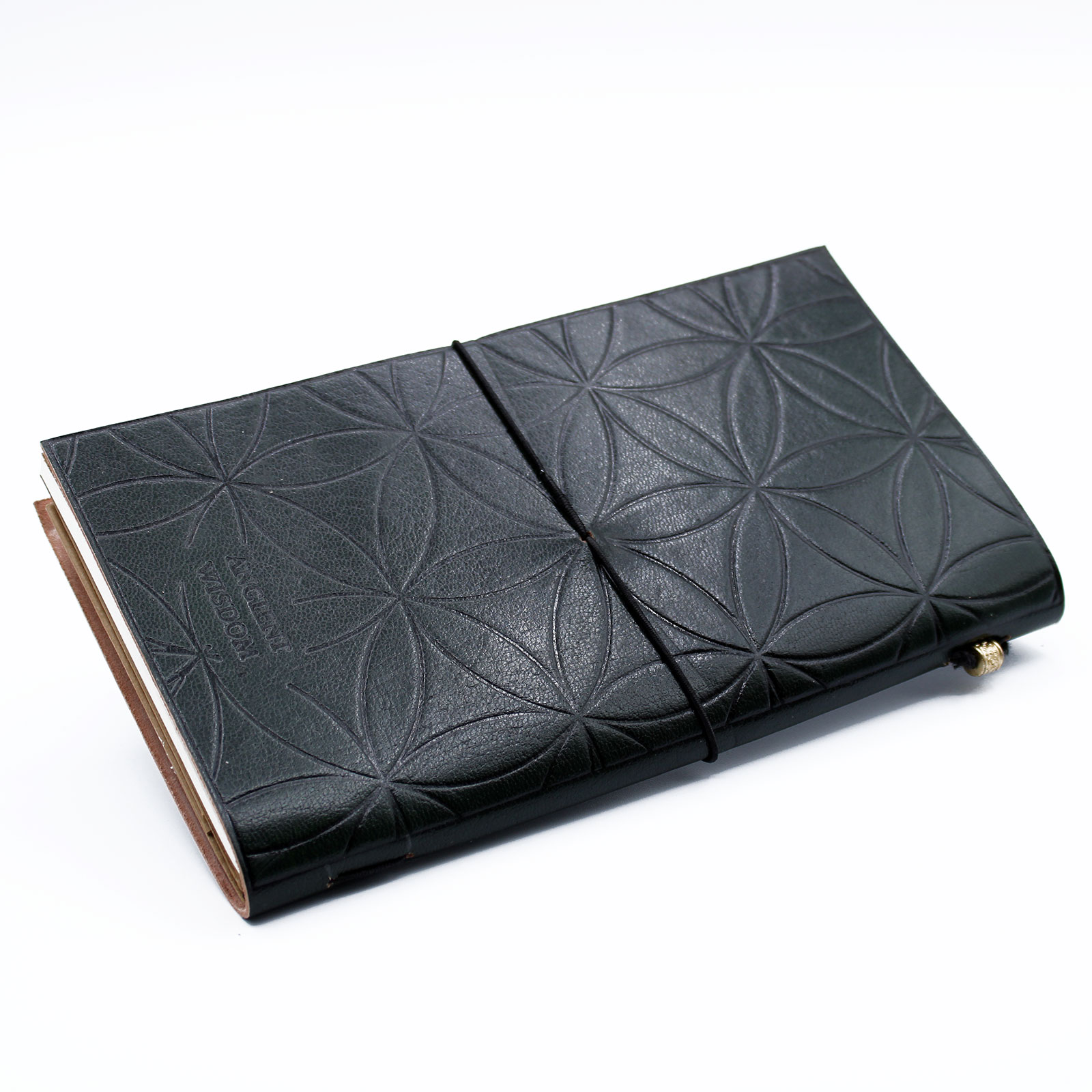 Handmade Leather Journal - Flower of Life - Green (80 pages) - Image 2