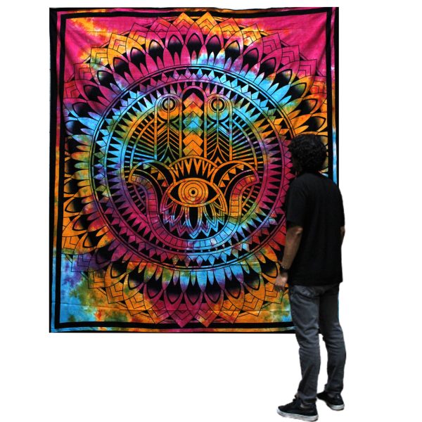Double Cotton Bedspread + Wall Hanging - Hamsa - Image 2