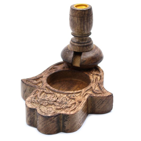 Sm Mango Wood Backflow Burner - Hamsa - Image 2