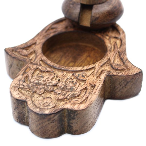 Sm Mango Wood Backflow Burner - Hamsa - Image 3