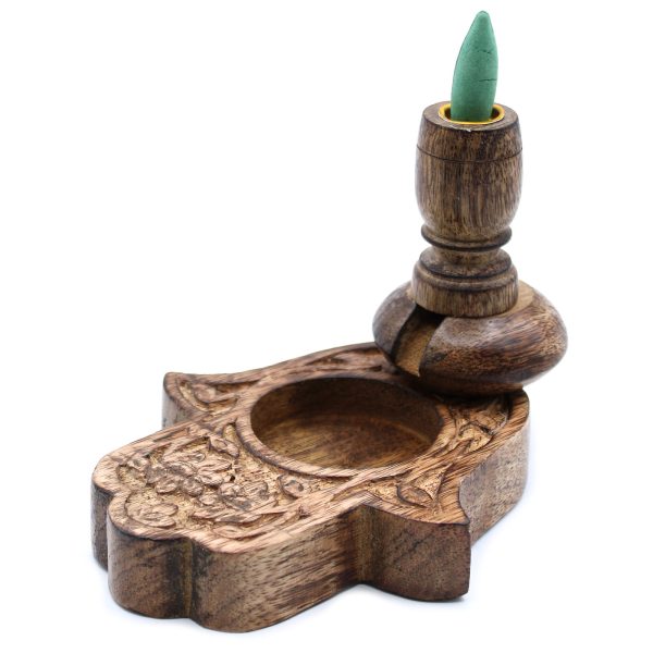 Sm Mango Wood Backflow Burner - Hamsa - Image 4