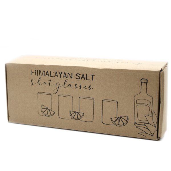 Set of 4 Himalayan Salt Shot Glasses & Wood Serving Stand - Image 3