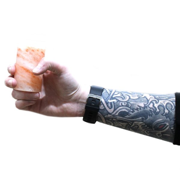 Set of 4 Himalayan Salt Shot Glasses & Wood Serving Stand - Image 4