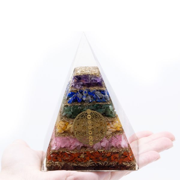 Orgonite Pyramid - Seven Chakra Flower of Life - 70 mm - Image 2