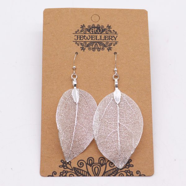 Earrings - Bravery Leaf - Silver - Image 2